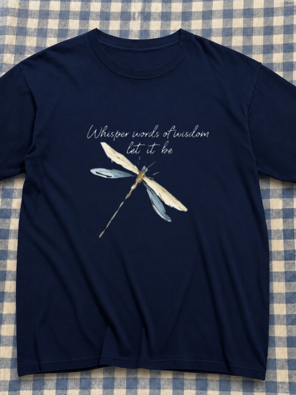 Men's Navy Graphic Tee with Dragonfly and Quote